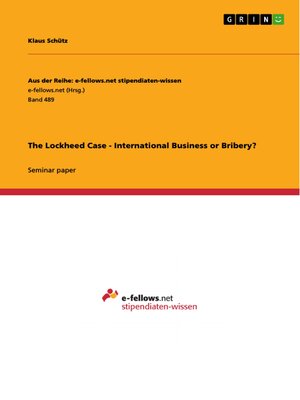 cover image of The Lockheed Case--International Business or Bribery?
